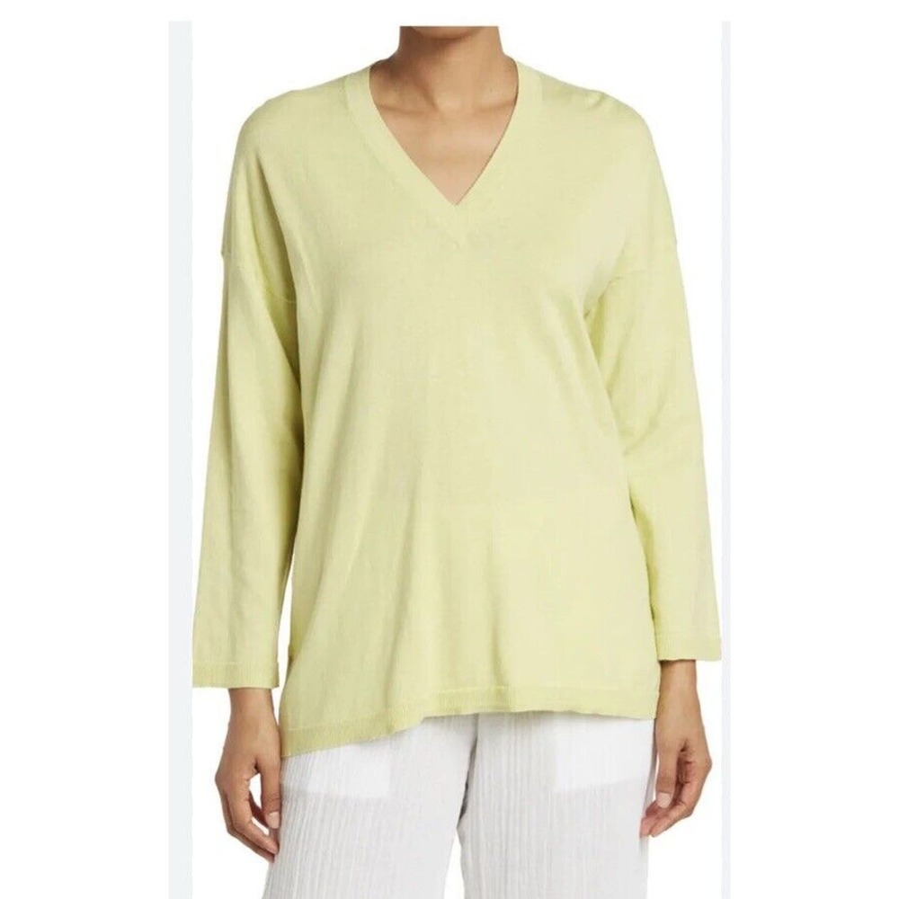 NEW Eileen Fisher Size XS Sweater Long Sleeve Lightweight Tunic Chartreuse